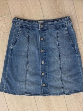 A New Day Button-Front Denim Skirt